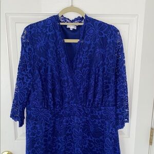 Kiyonna Plus Size Woman Royal Blue Lace Dress
